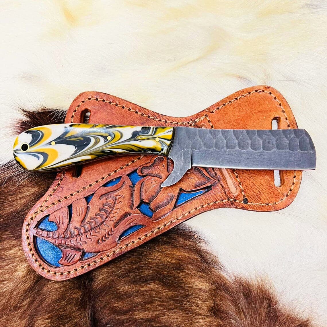 Bull Knife – 8-Inch Custom Handmade J2 Steel Blade with Resin Handle