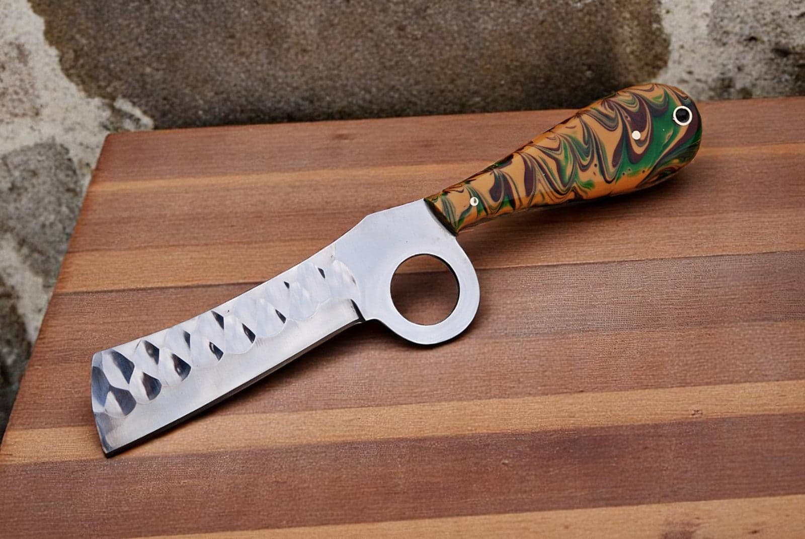 Custom Handmade Bull Cutter Knife with Resin Handle