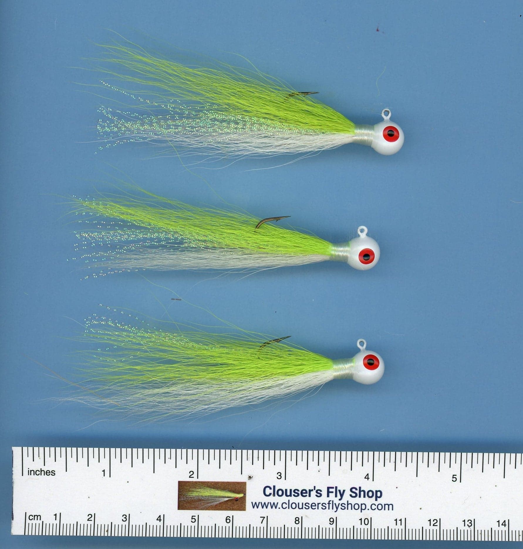 Bucktail Jigs 3 pak with Painted Heads & Eyes 1/4 oz
