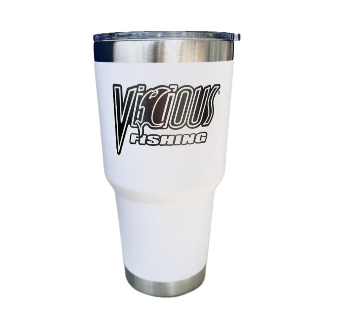 Vicious Fishing 30oz White Tumbler w/ Straw