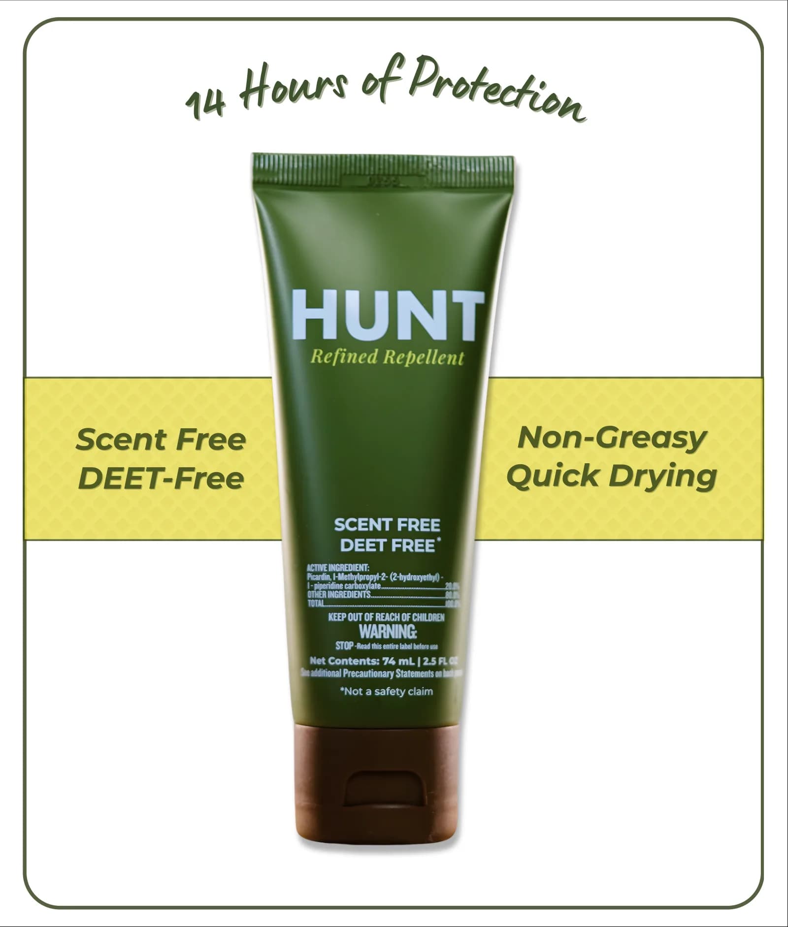 HUNT - Scent-Free, DEET-Free Insect Repellent Lotion