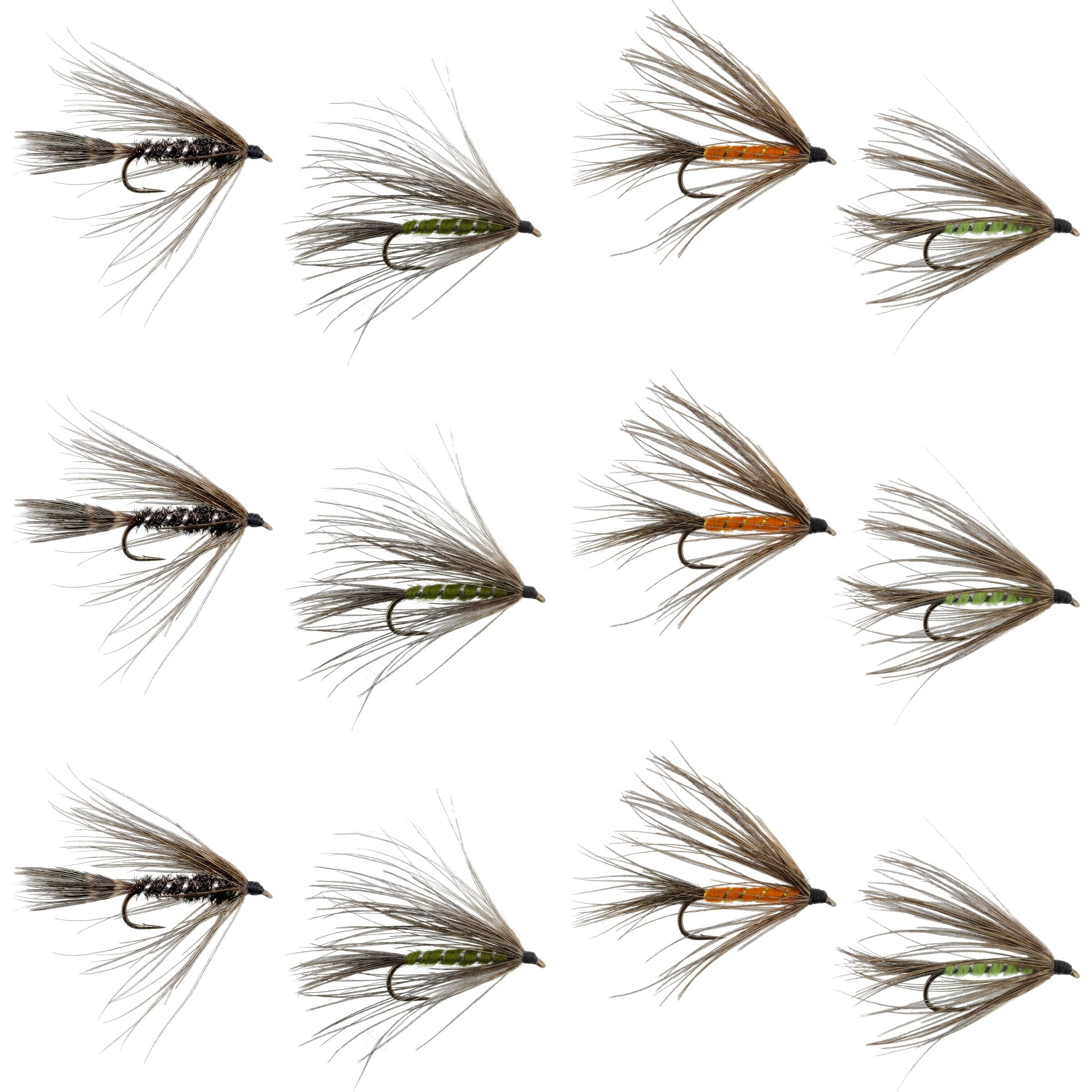 Carey Special Soft Hackle Grouse Fall Swinging Assortment - 12 Flies 4 Colors Hook Size 10