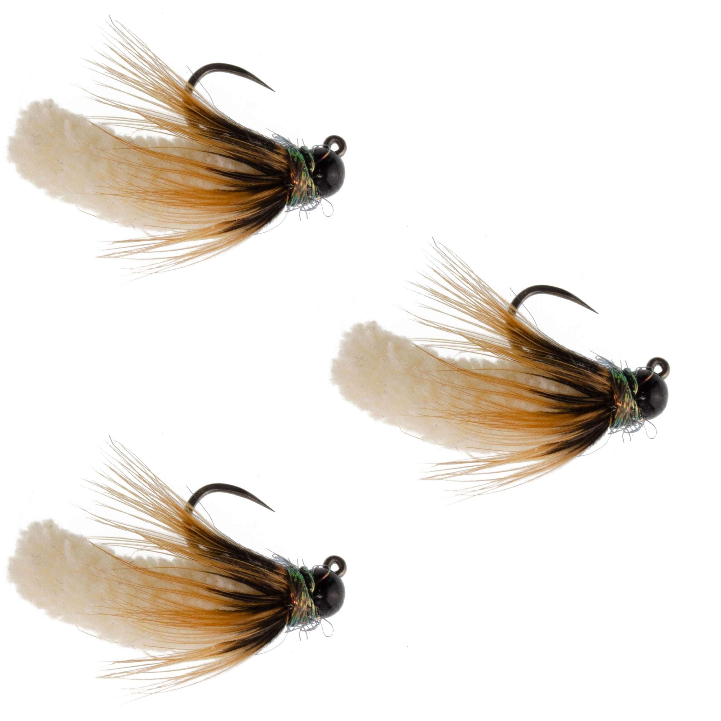 3 Pack Tungsten Bead Cream Mop Fly Tactical Jig Czech Euro Nymph Barbless- Size 14