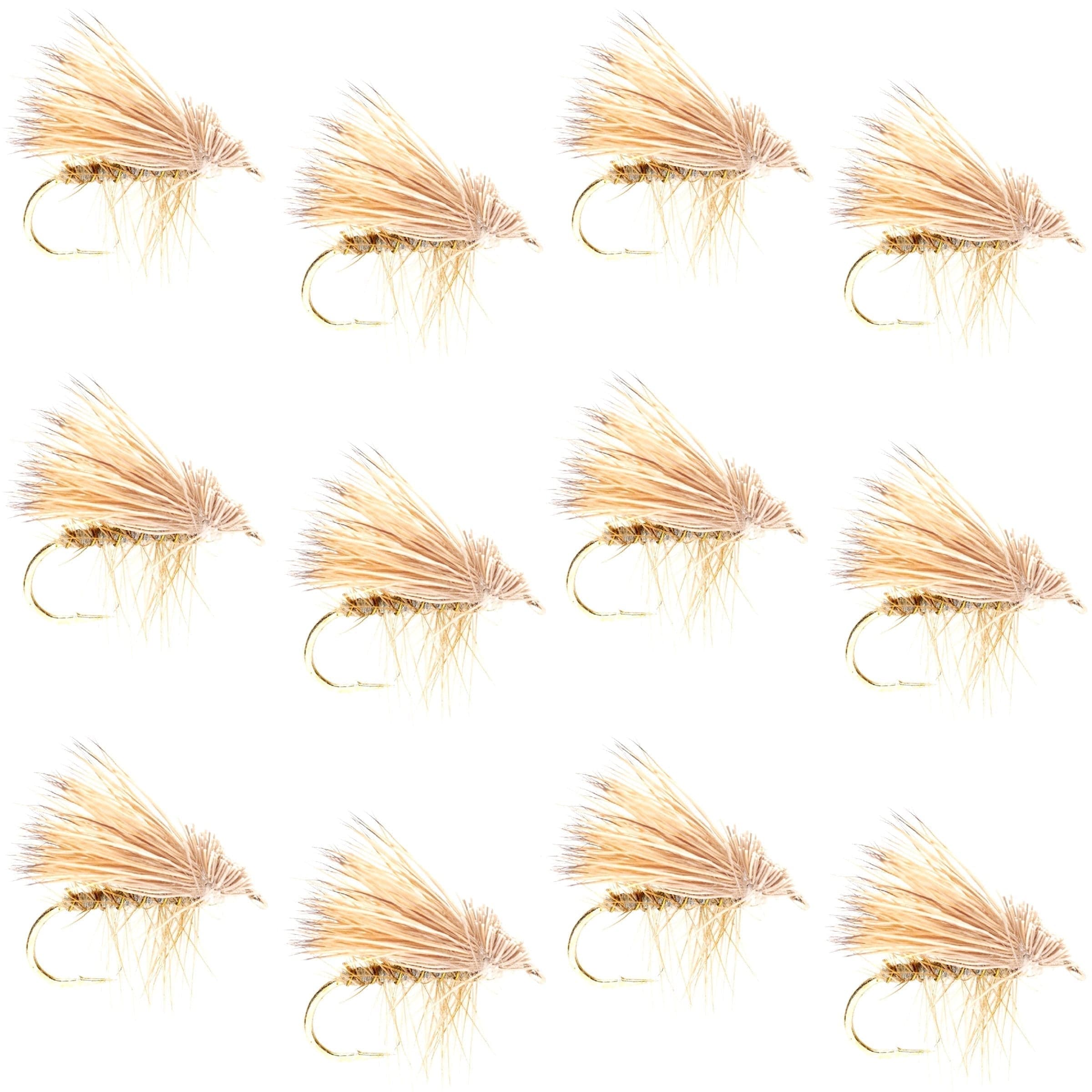 Barbless Yellow Elk Hair Caddis Classic Trout Dry Flies 1 Dozen Flies Size 12
