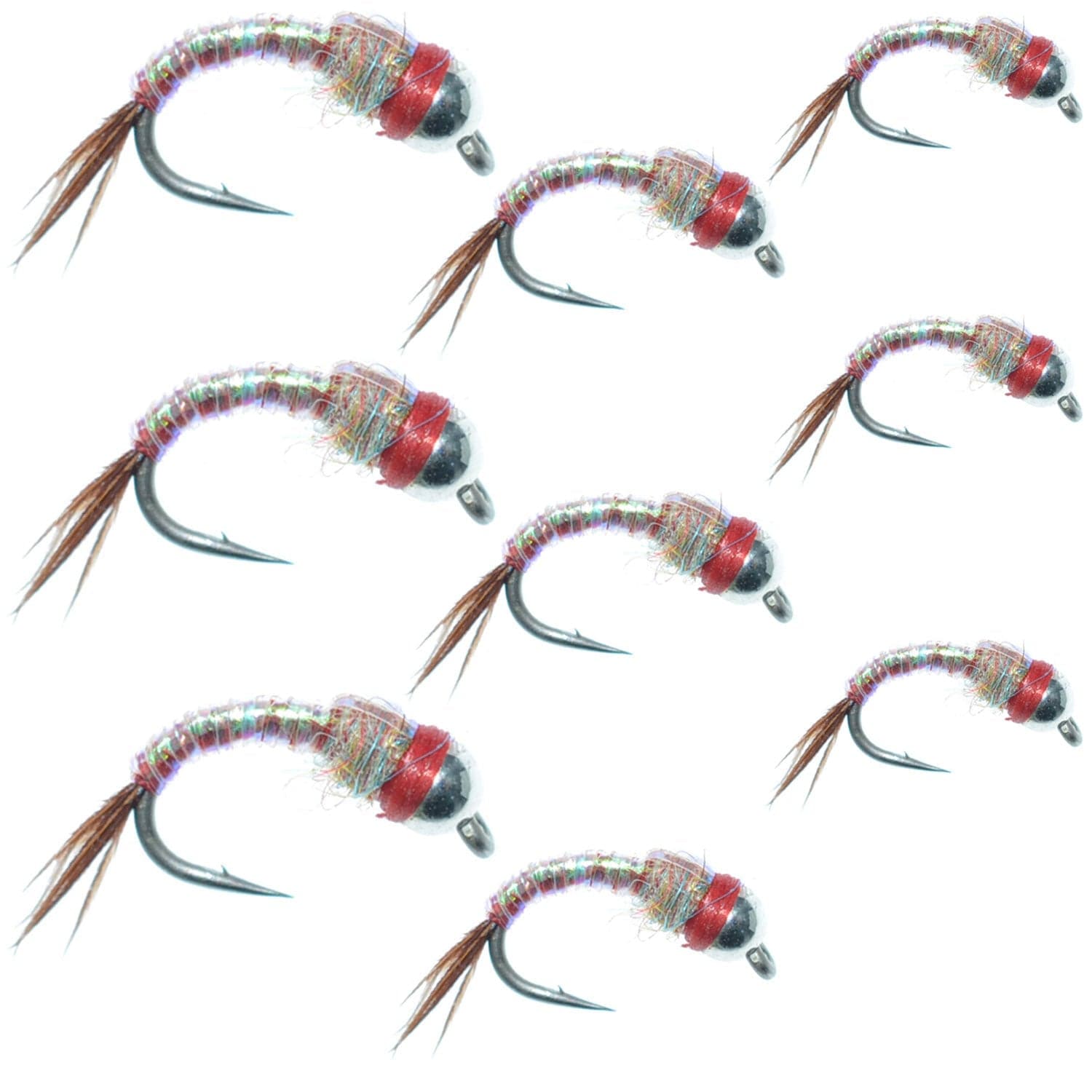 Bead Head Rainbow Warrior Midge Assortment - Silver Bead Head - 3 Each of 3 Sizes 14, 16, 18