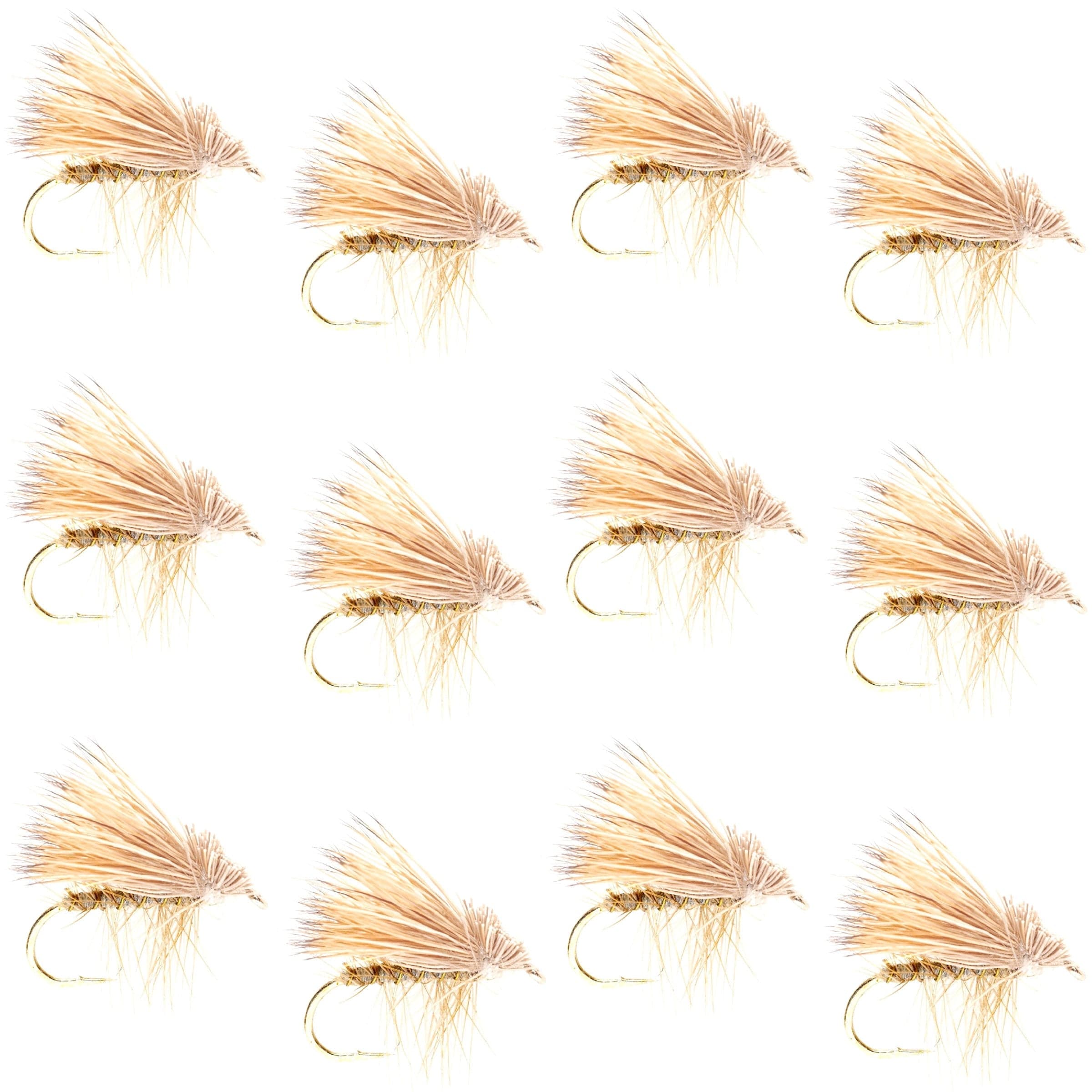 Barbless Yellow Elk Hair Caddis Classic Trout Dry Flies 1 Dozen Flies Size 18