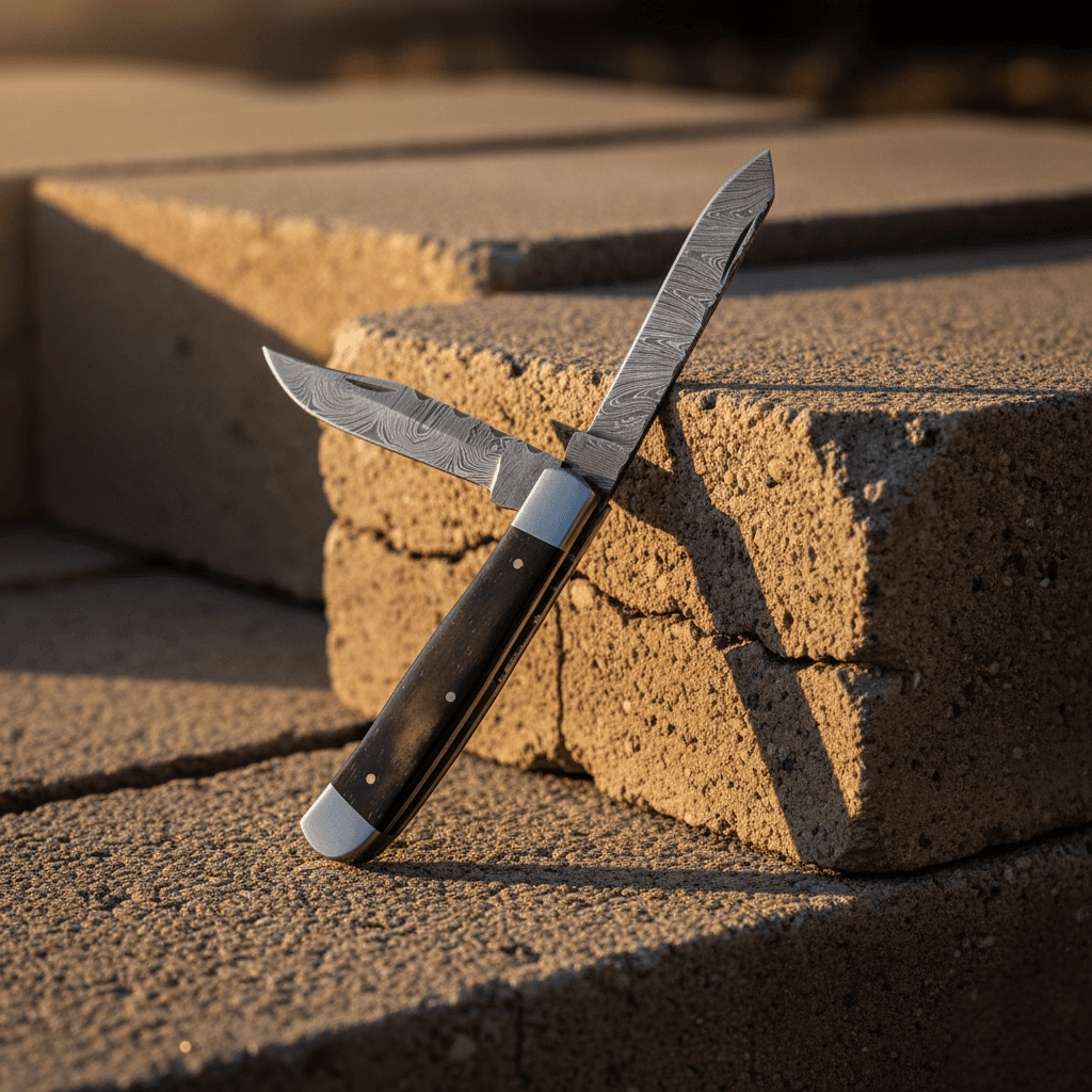 Damascus Dual-Blade Folding Knife - TK-430
