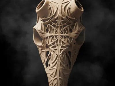 Graphic Deer Skull "Tribute" Antler Mount