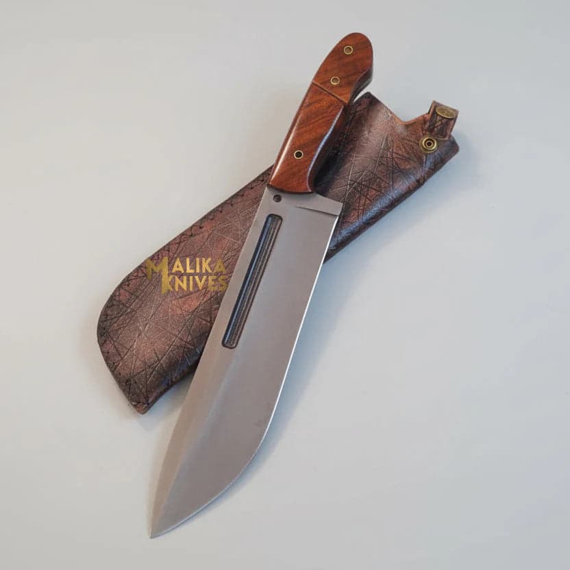 D2 Bowie Knife | Rosewood Handle | Bushcraft Tool.