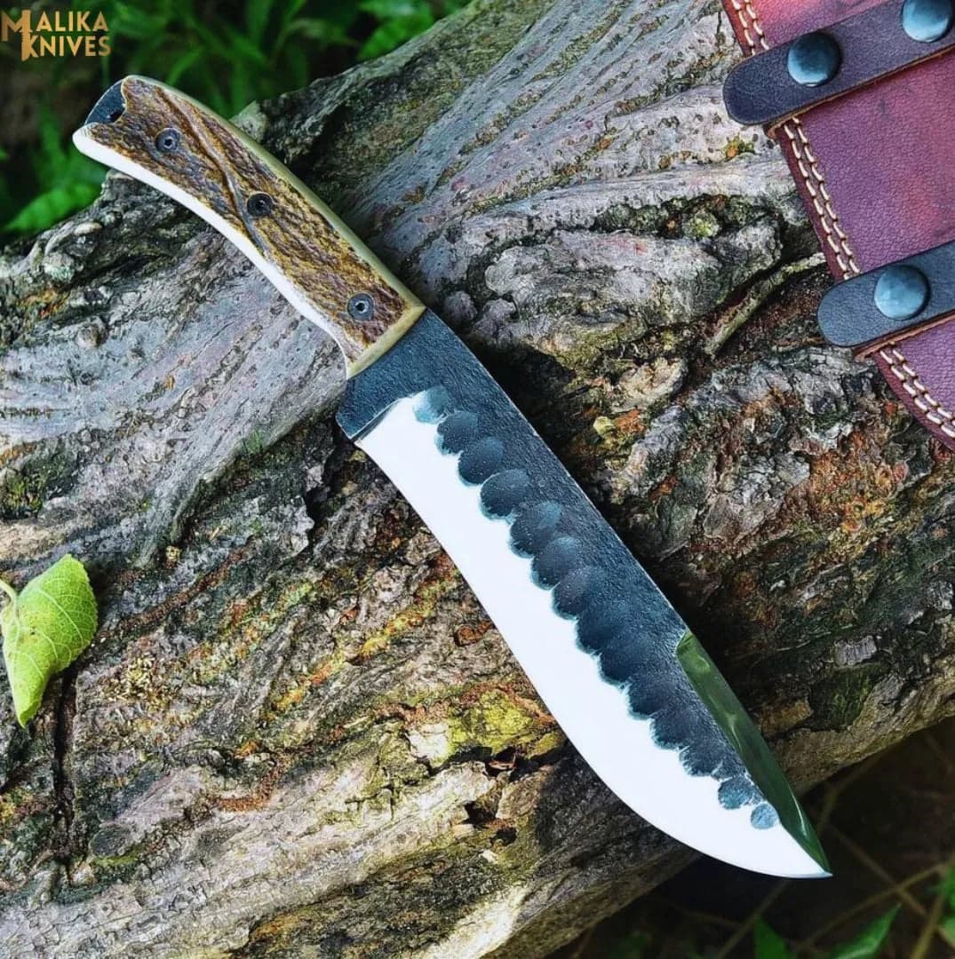 D2 Stag Hunting Knife Full Tang 7 Inch Blade