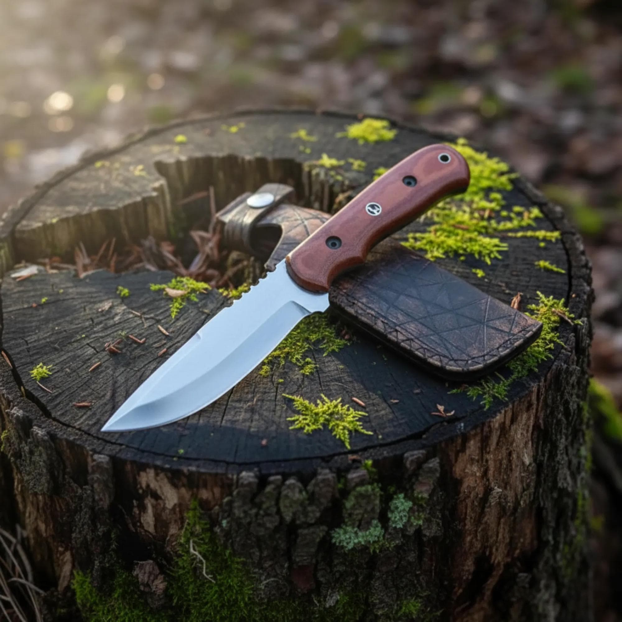 D2 Hunting Knife Blue Creek | Leather Sheath