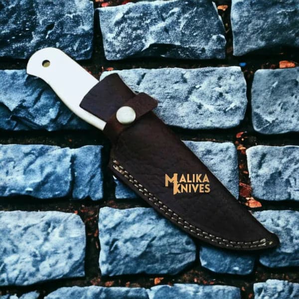Handcrafted Fixed Blade Skinner Knife with Durable Camel bone Handle-0037