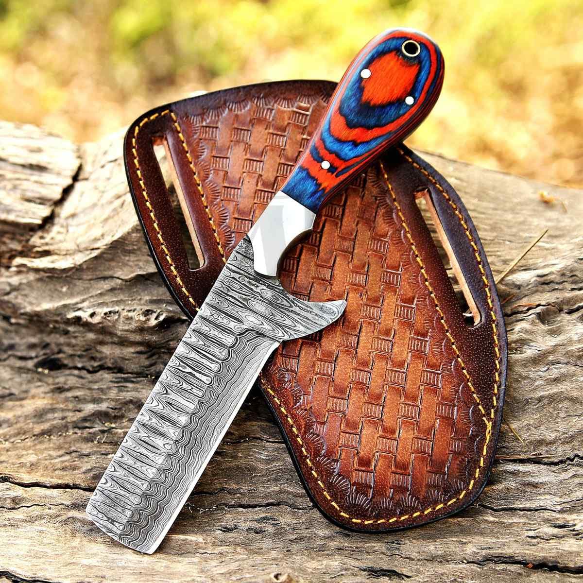 Damascus Bull Cutter Knife VG10 Cowboy Ranch Knife