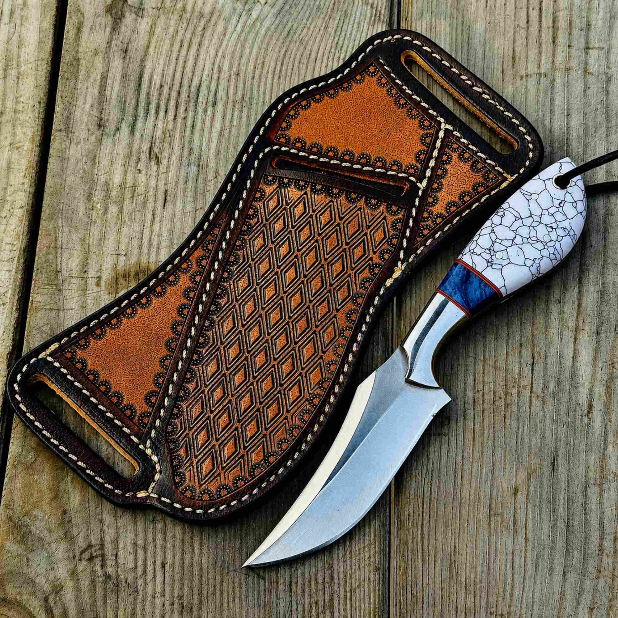 Western Style Cowboy Knife Turquoise Handle