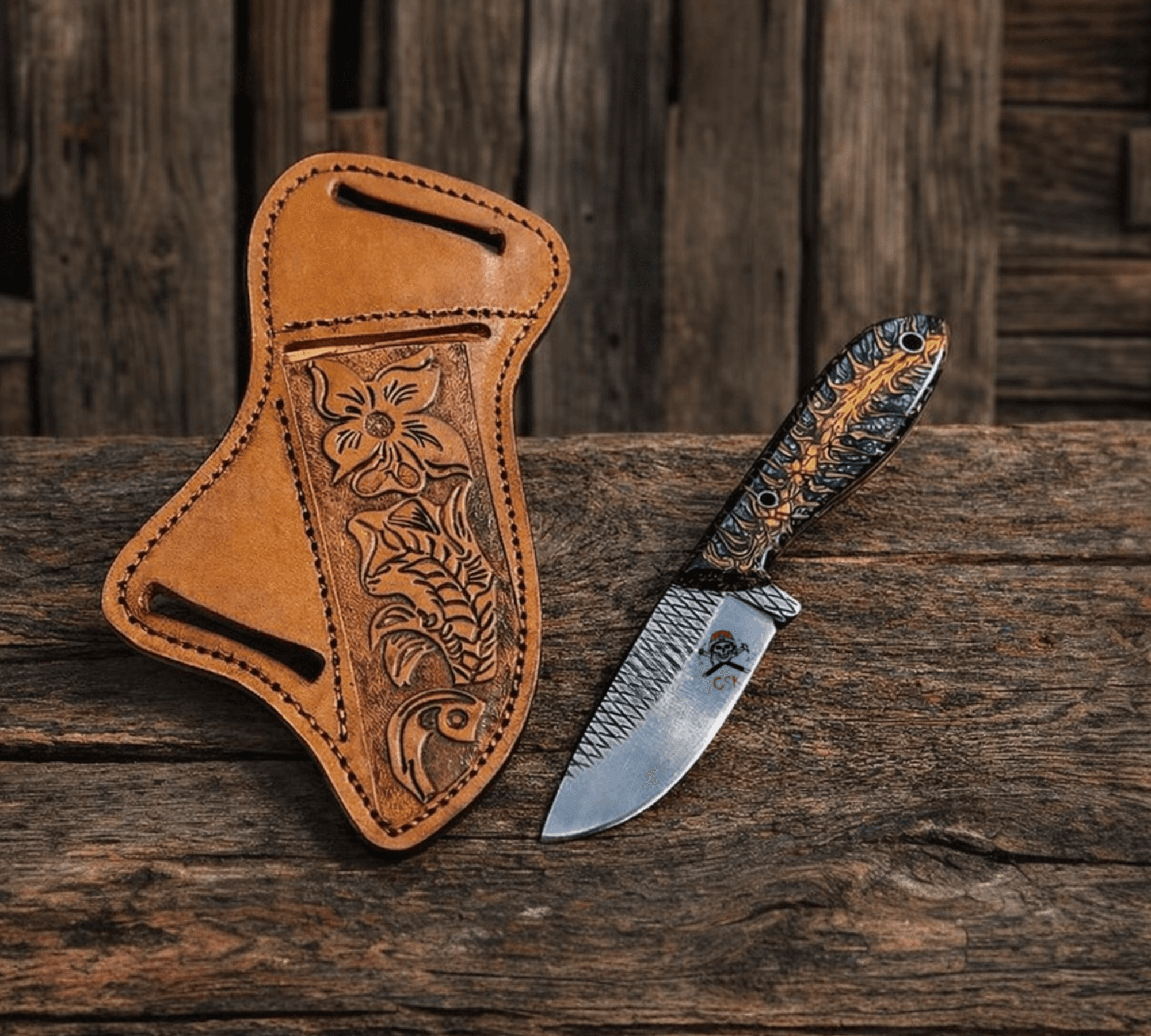 Authentic Ranch Knife – 3.5” Rasp Steel Blade Cross-Draw Cowboy Sheath