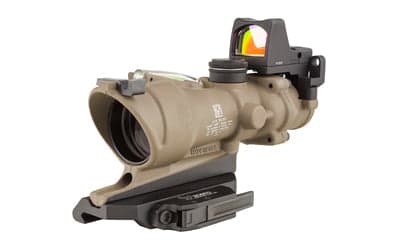Trijicon ACOG ECOS -  4X32mm Dual Illuminated Green Crosshair 5.56 Reticle -  Backup Iron Sights -  Quick Release Mount -  LED 3.25 MOA Red Dot RMR Type 2 -  Cerakote Flat Dark Earth Finish