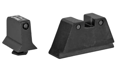 Trijicon Suppressor/Optic Height Sights -  Fits GLOCK 17/17L/19/22/23/24/25/26/27/28/31/32/33/34/35/37/38/39 -  Black Front/Black Rear with Green Lamps