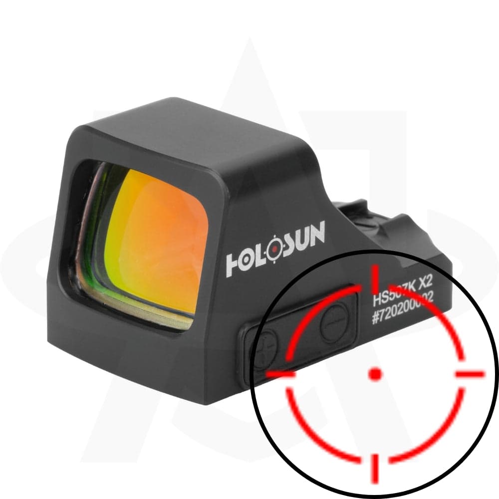 Holosun HS507K-X2 - Compact Pistol Sight for CCW - 2 MOA Dot & 32 MOA Circle (Red & Green) - Shake Awake & 50,000 Hours Battery - IP67 Waterproof