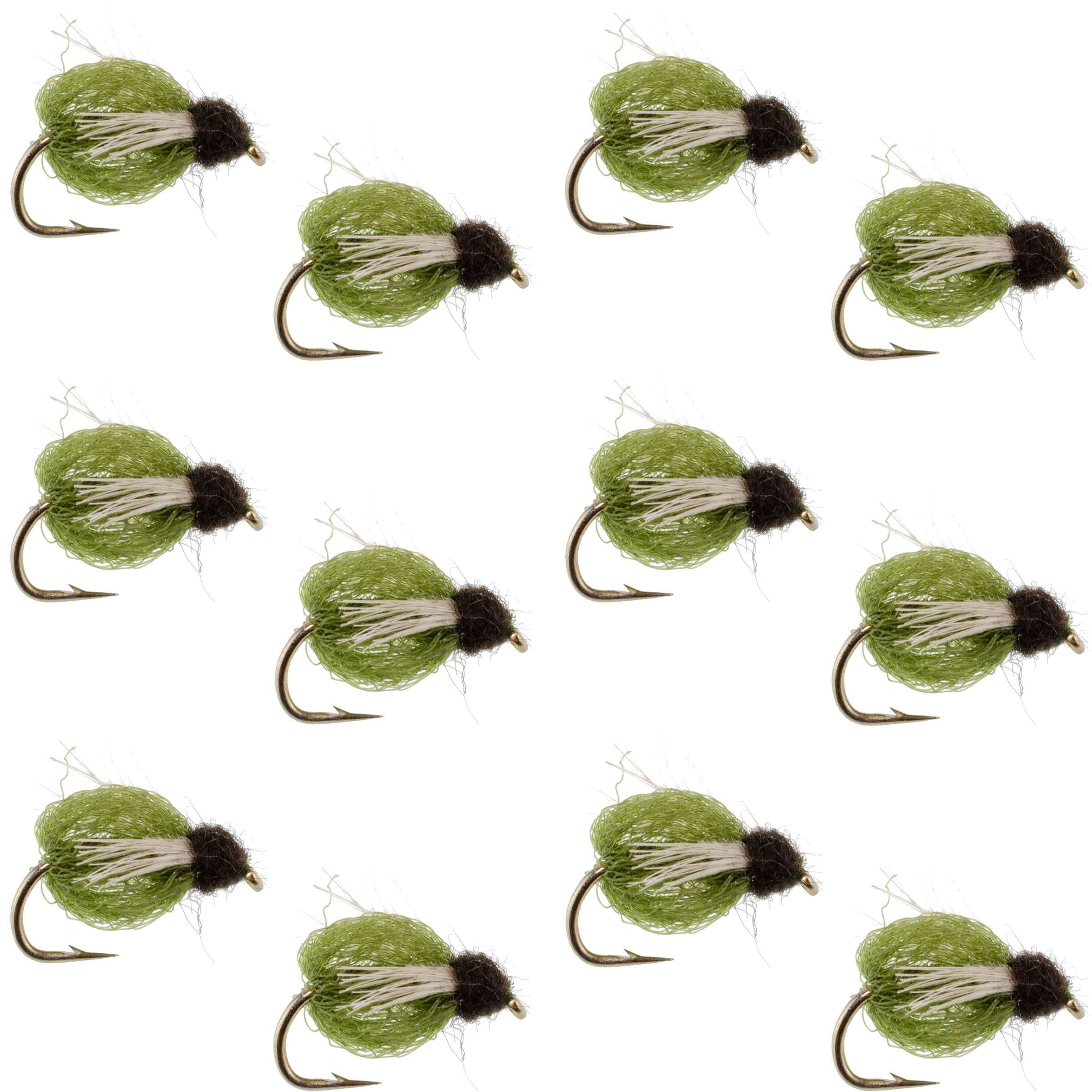 LaFontaine Olive Deep Sparkle Caddis Pupa - 1 Dozen Flies Hook Size 14