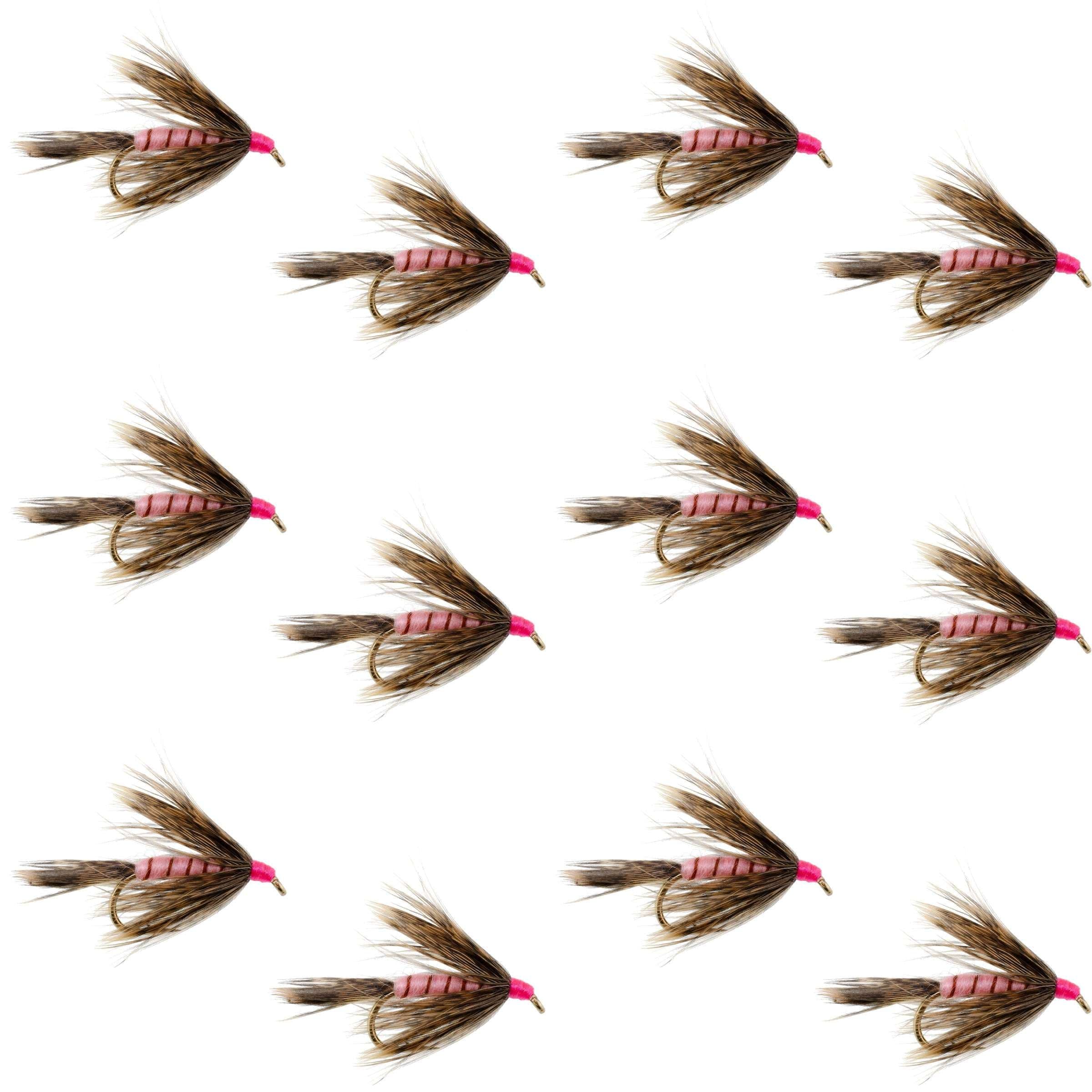 Fall Soft Hackle Grouse and Pink Wet Fly - 12 Flies Size 8