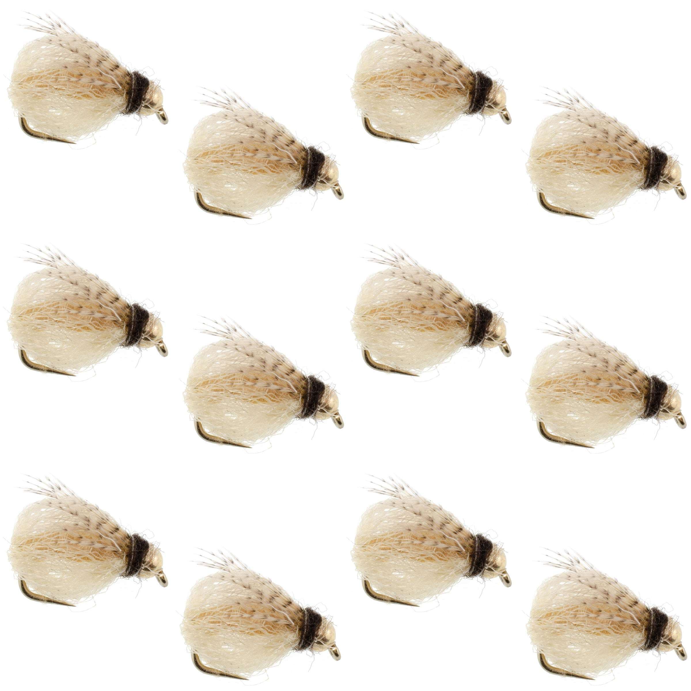 Bead Head LaFontaine Tan Deep Sparkle Caddis Pupa - 12Flies Size 16