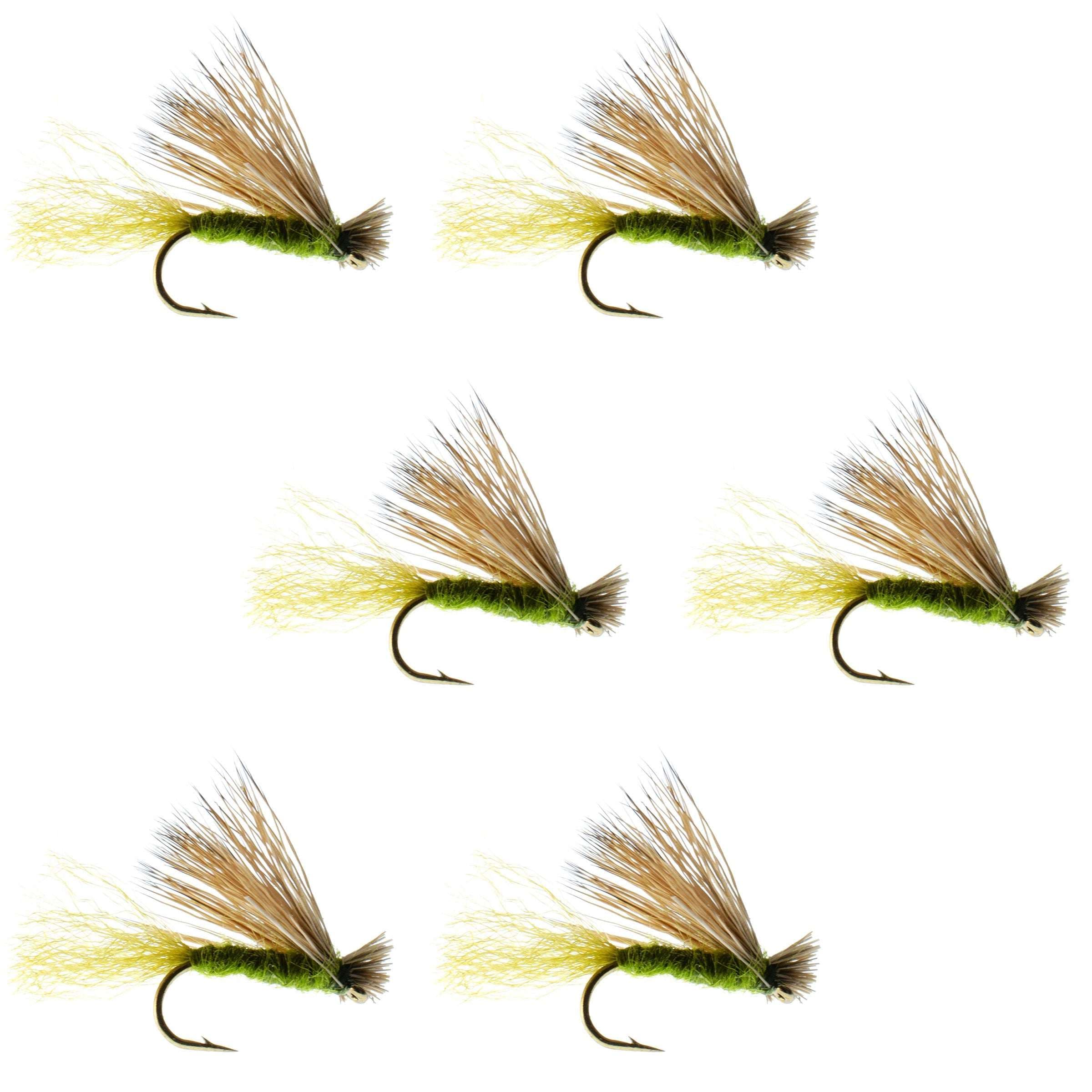 Barbless Olive X Caddis Emerging Caddis Adult Fly - 6 Flies Size 14