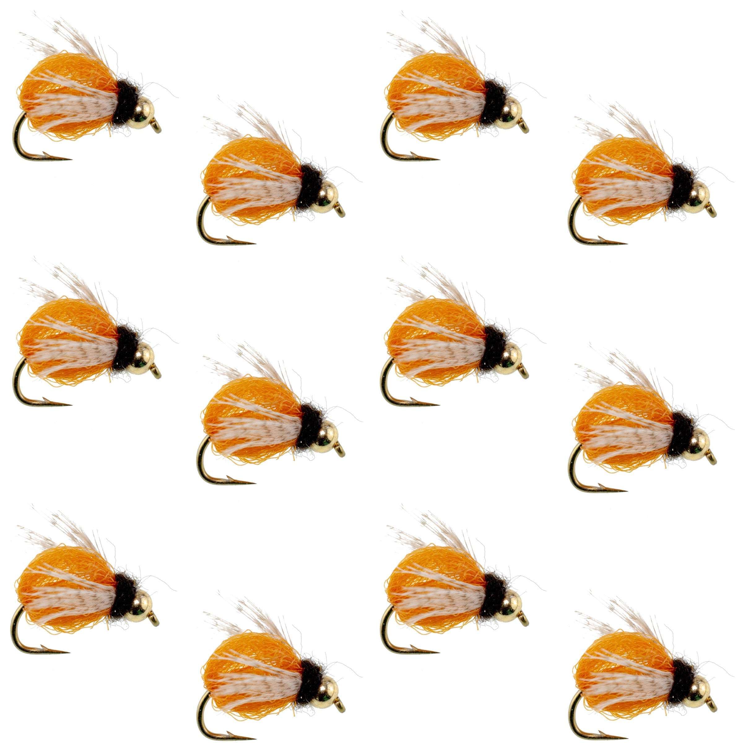 Bead Head LaFontaine Amber Deep Sparkle Caddis Pupa - 1 Dozen Flies Hook Size 18