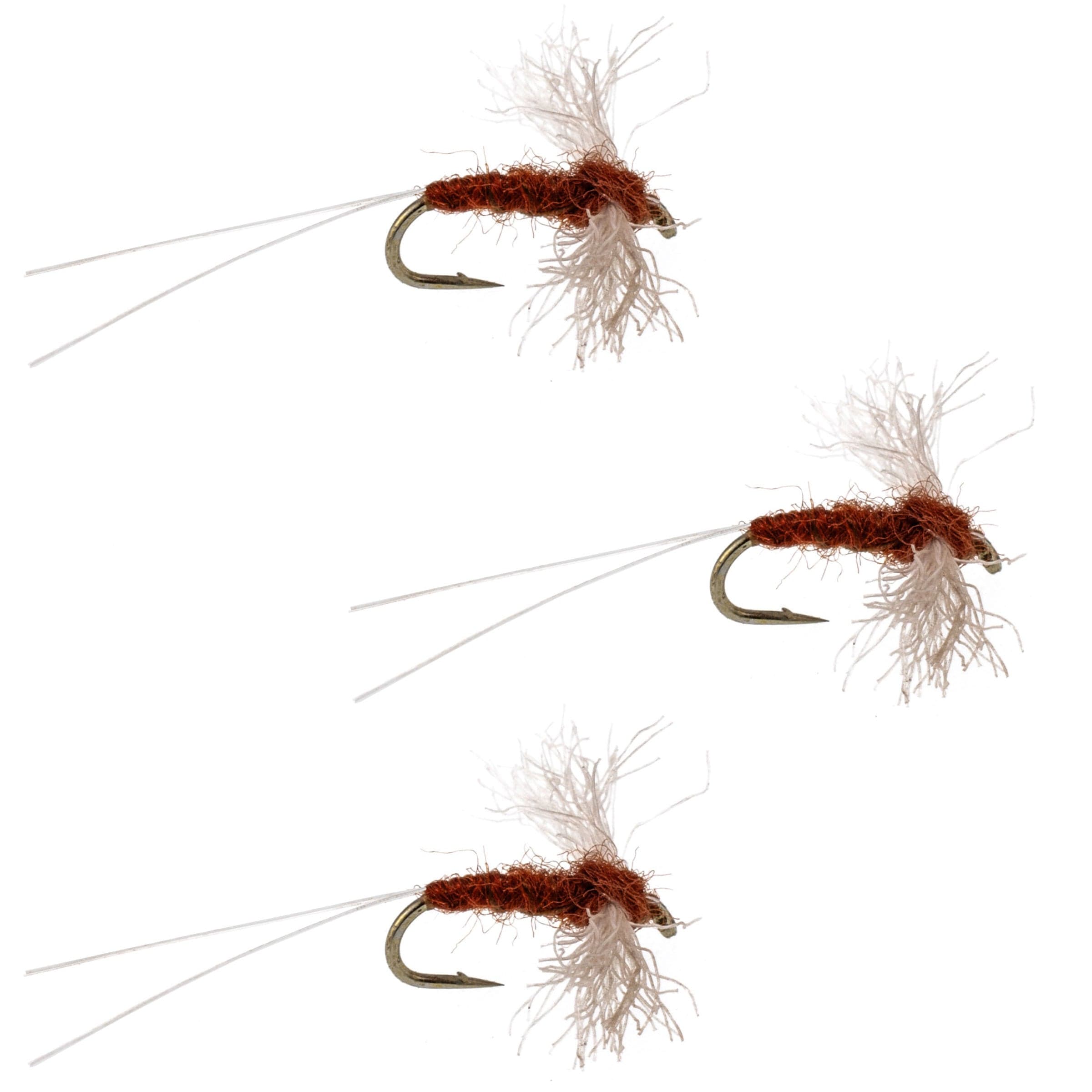 3 Pack Poly Wing Rusty Spinner Mayfly Flies Hook Size 16