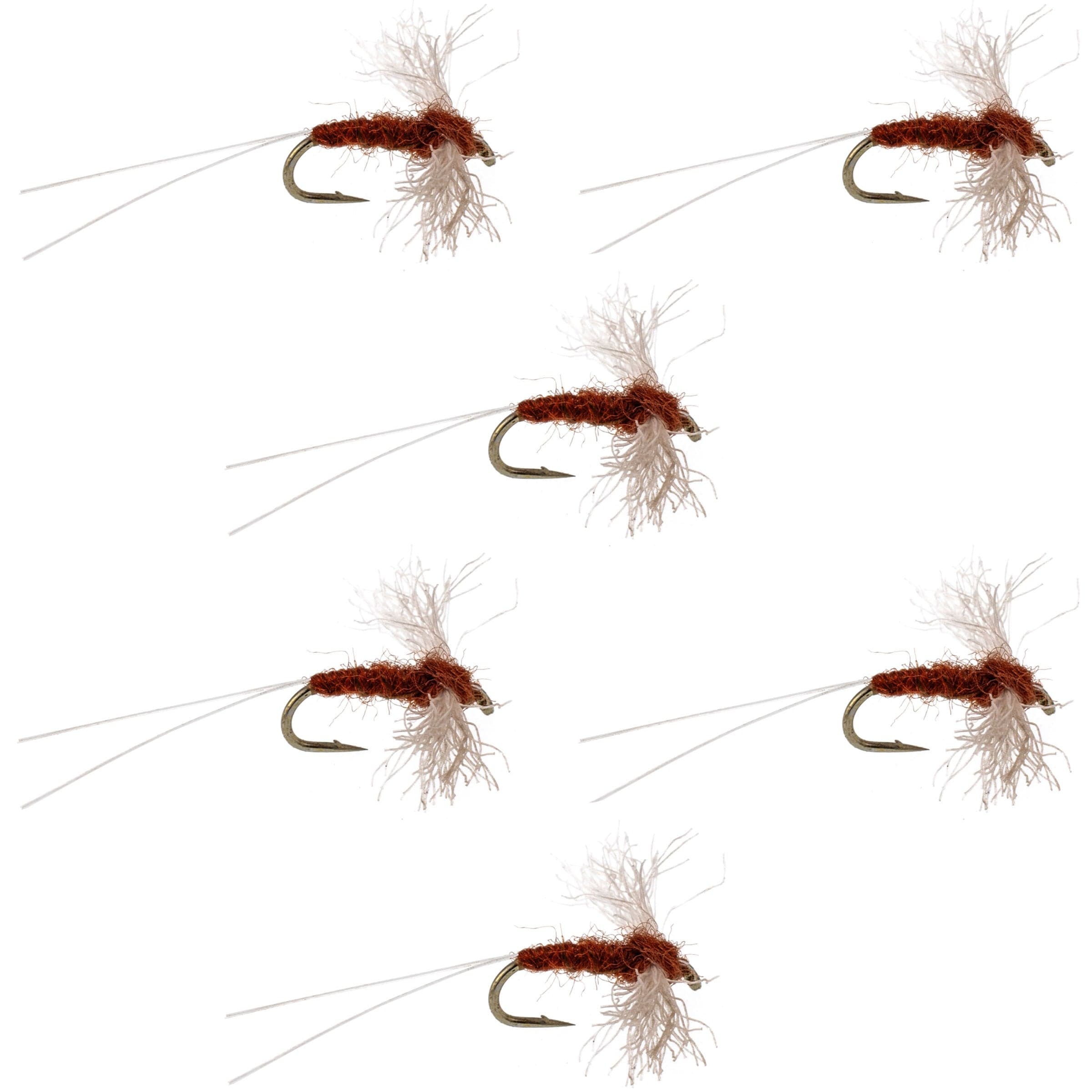 Poly Wing Rusty Spinner Mayfly 6 Flies Hook Size 20
