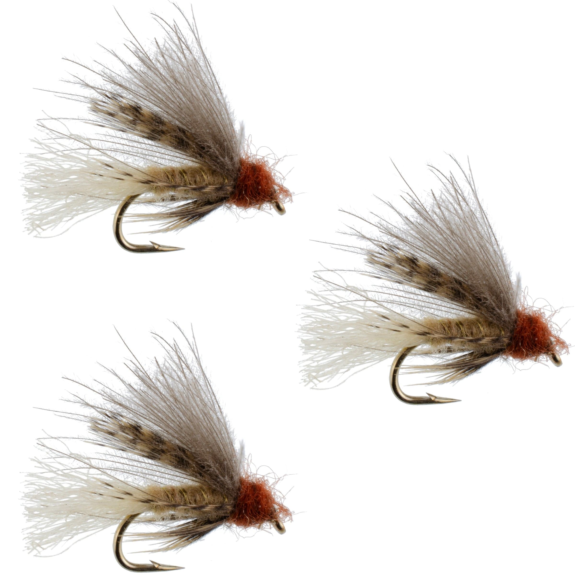 3 Pack Tan CDC Caddis Emerger Flies Hook Size 14