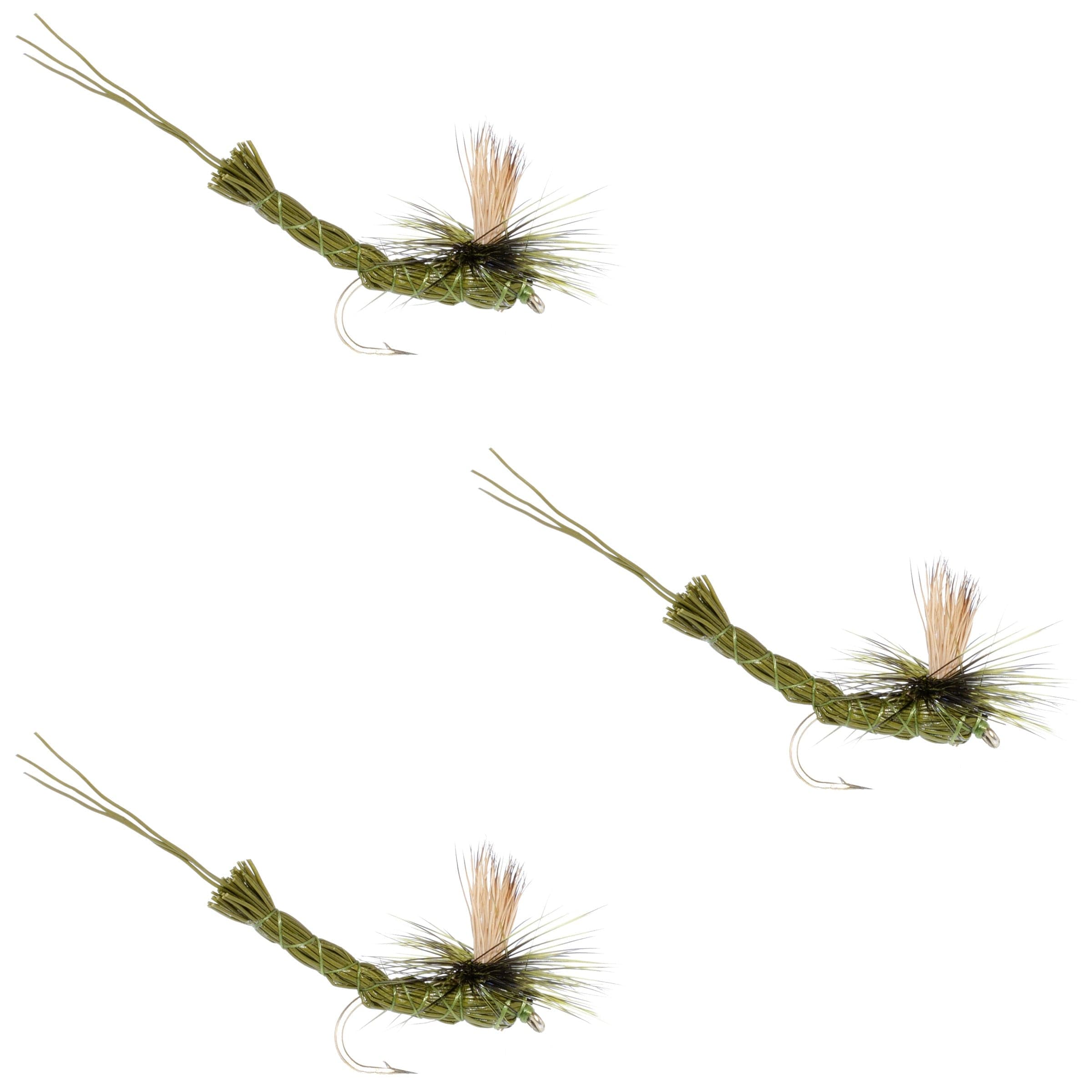 3 Pack Green Para Drake Extended Body Dry Flies Size 10
