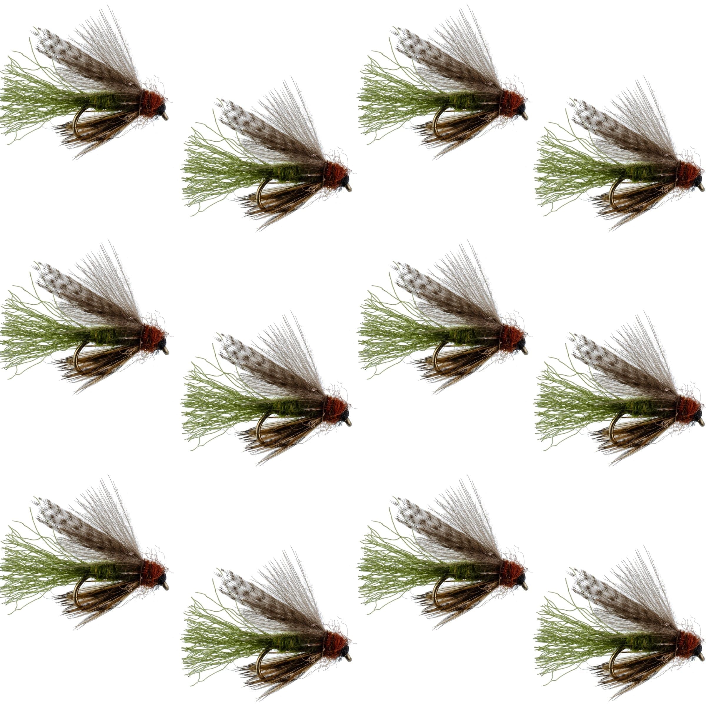 Olive CDC Caddis Emerger 12 Flies Hook Size 14