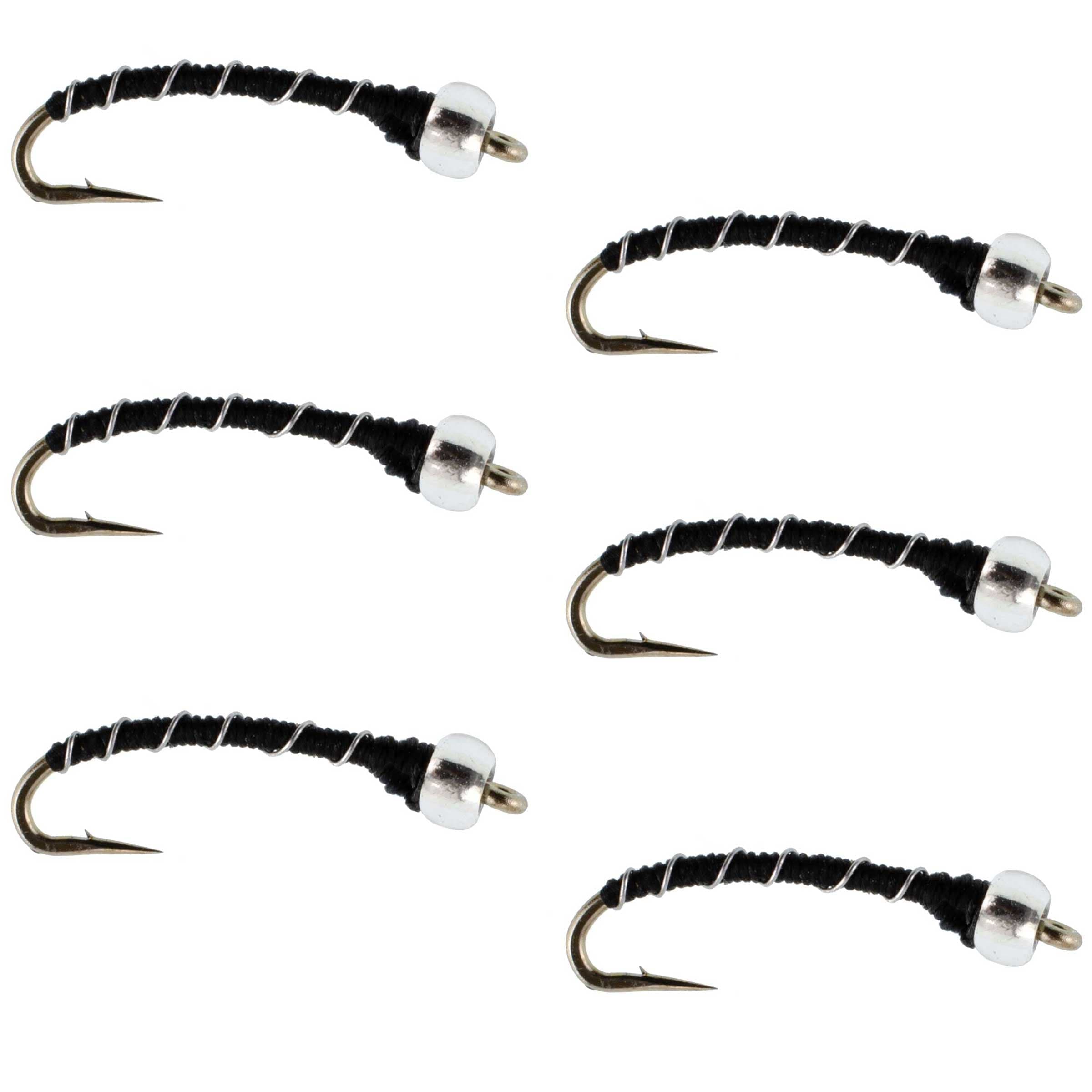 Black Mercury Midge - Glass Bead Head - 6 Flies Size 22