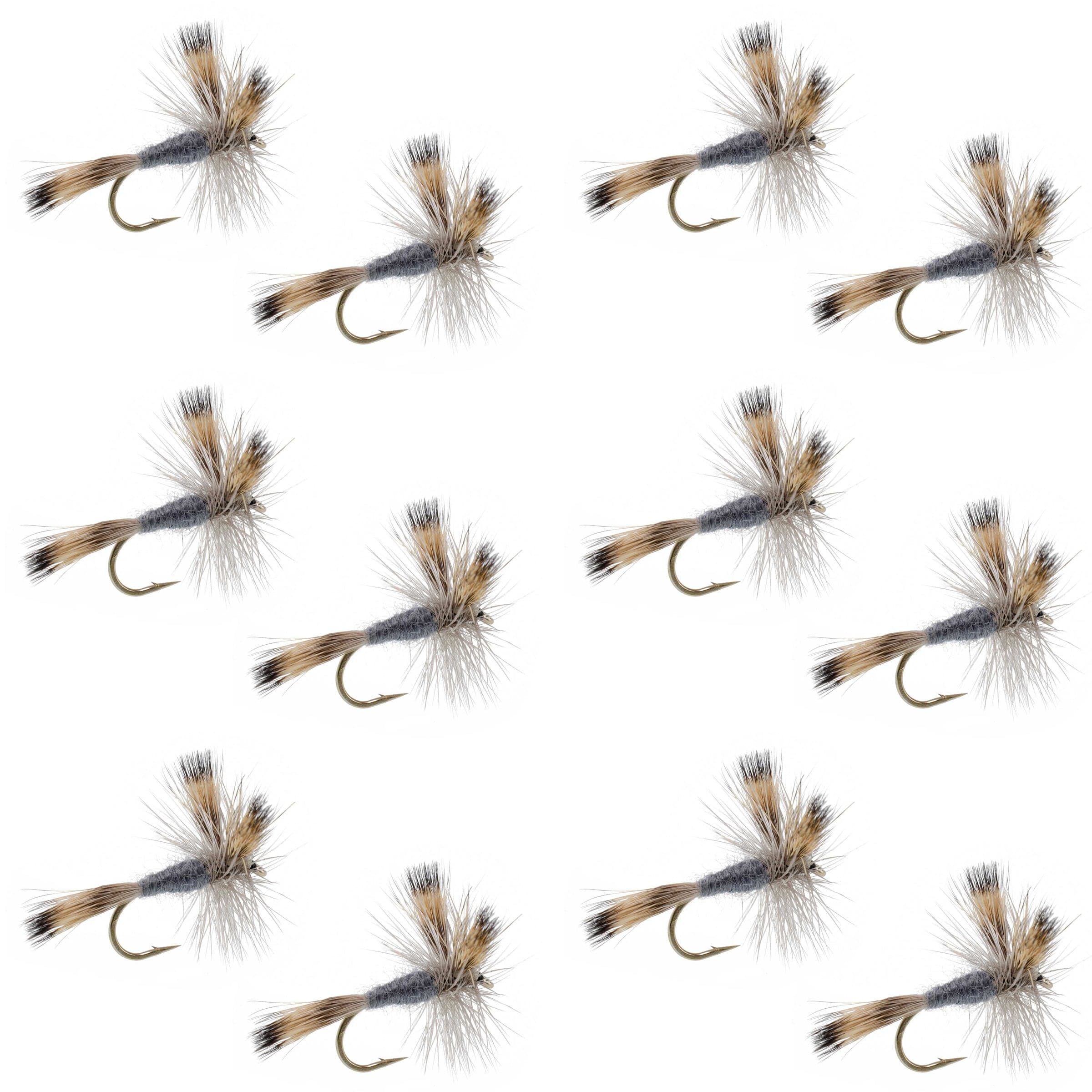 Gray Wulff Classic Trout Dry Fly -12 Flies Hook Size 10