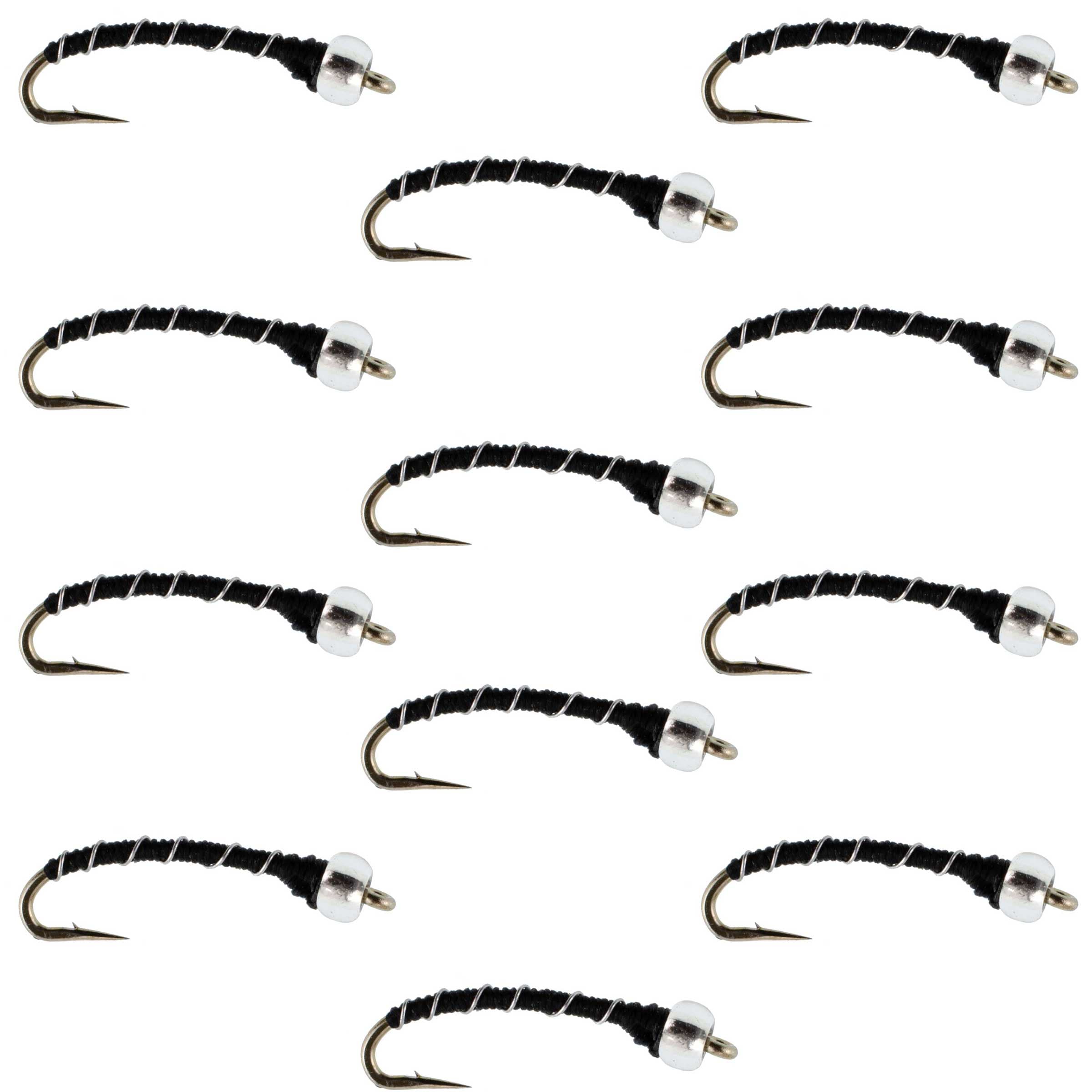 Black Mercury Midge - Glass Bead Head - 12 Flies Size 18