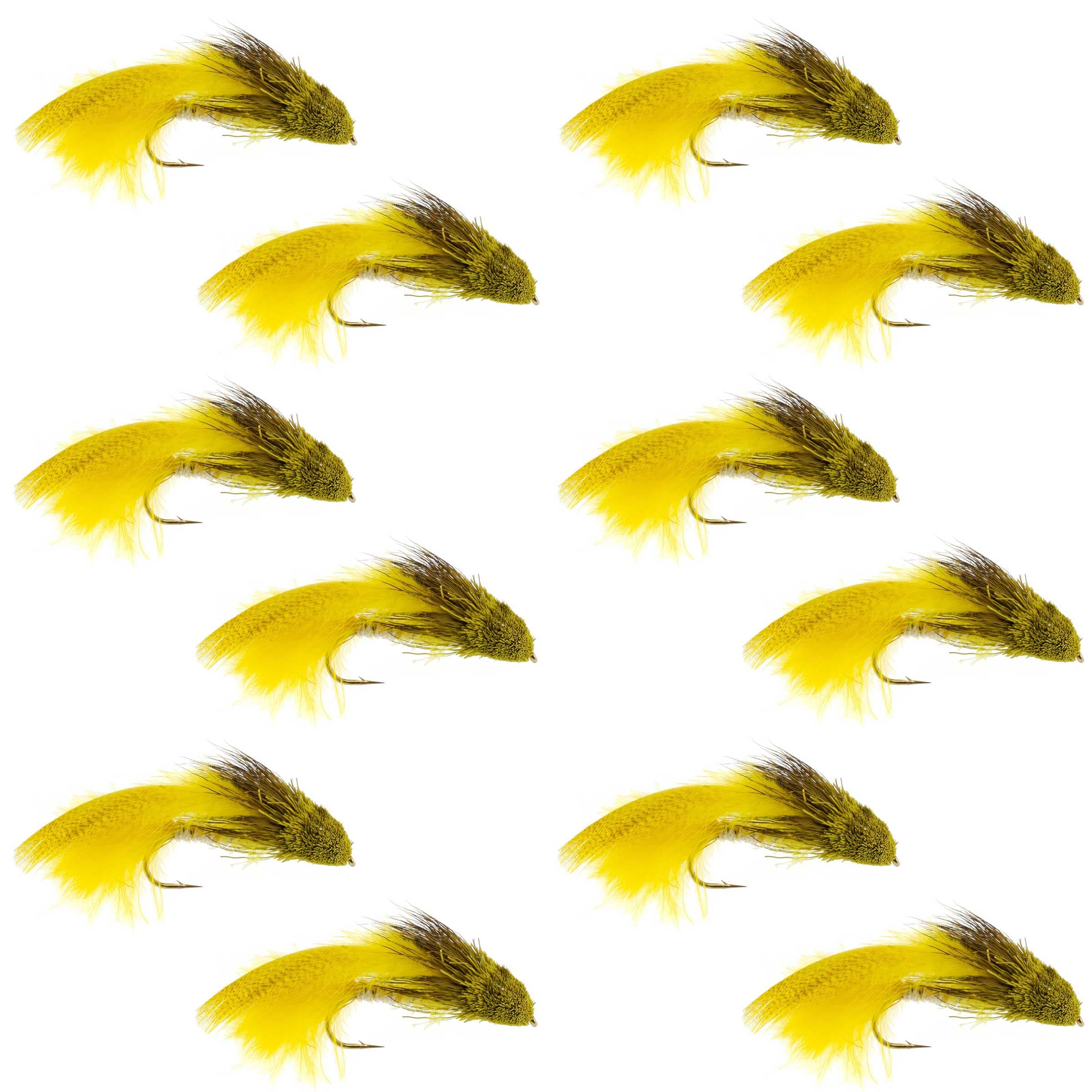 Galloup's Zoo Cougar Yellow Streamer Fly - 12 Flies Size 4