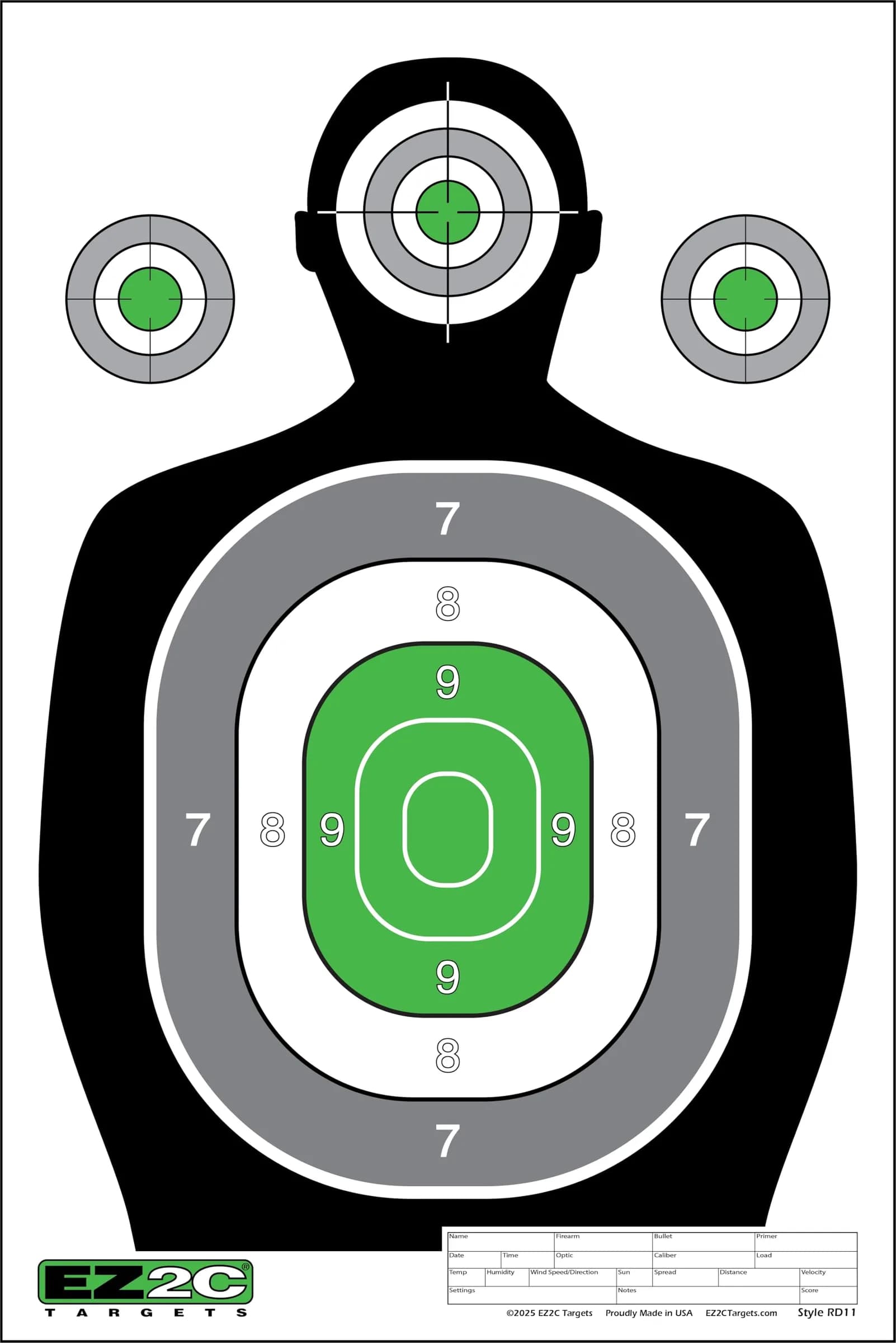 50 EZ2C RD11 12"x18" Silhouette Shooting Target, Premium Paper Targets Pad of 50