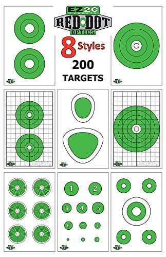 200 EZ2C Paper Shooting Targets 8 Red Dot Optics Styles 11”x17” USA MADE