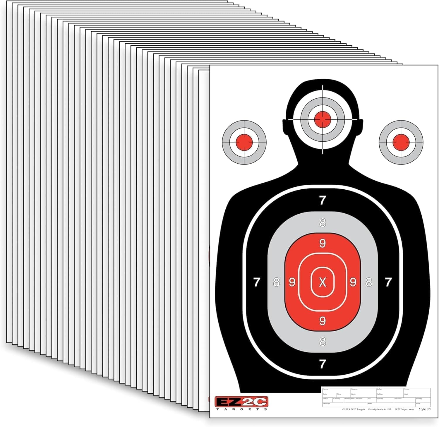 100 EZ2C 12"x18" Silhouette Shooting Target USA MADE Premium Targets for the Range, Gun Gifts (Peel-Off Pad 100)
