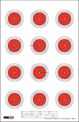 25 EZ2C Targets Style 27/RD10: Small-bore 50ft Paper Shooting Target 11"x17" USA MADE Pad of 25