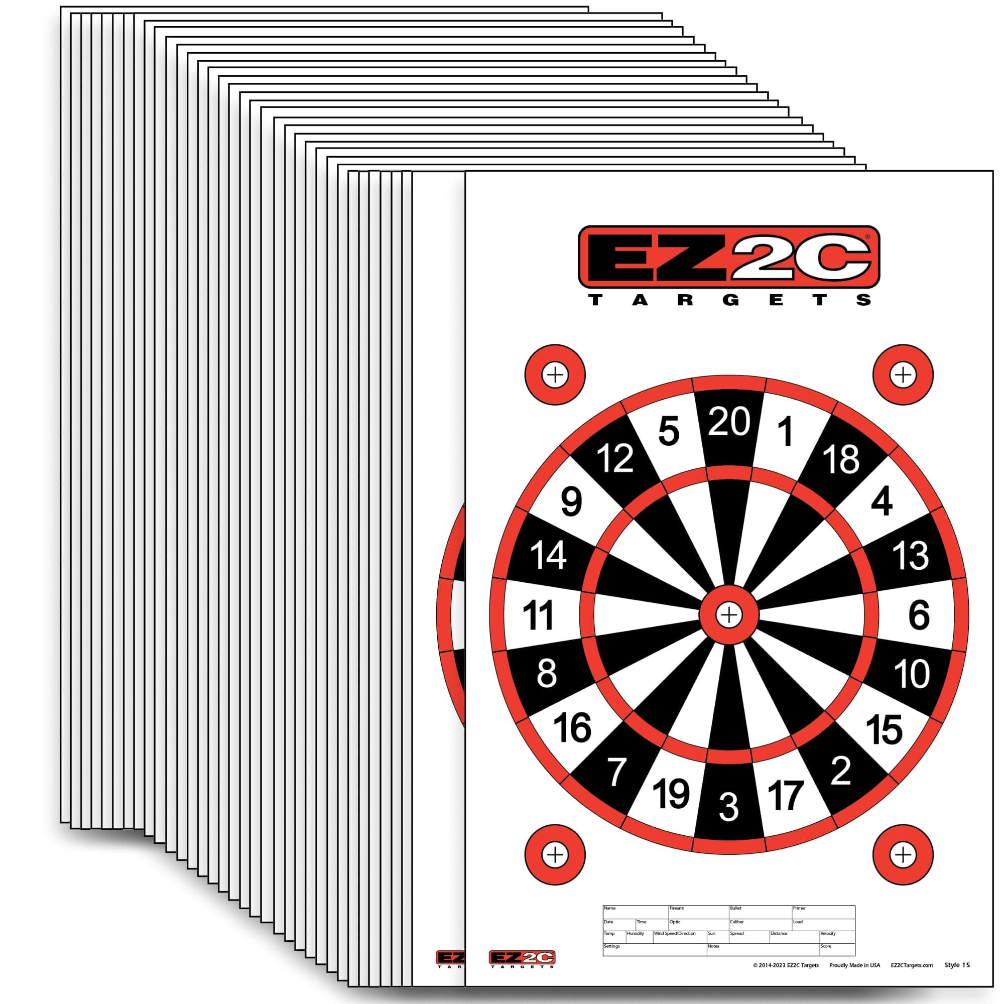 EZ2C Targets #15: Dartboard Paper Shooting Target 11"x17" USA Made