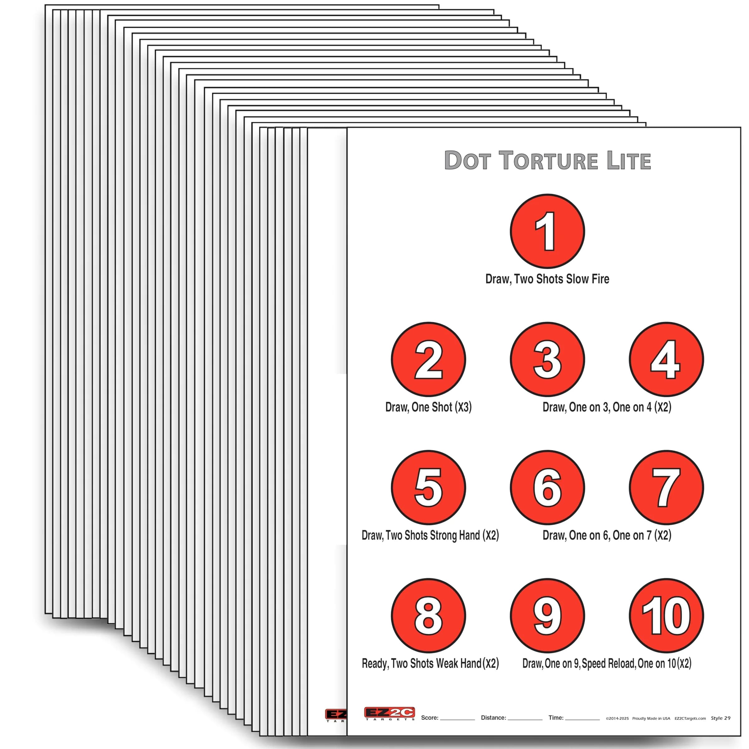 EZ2C Targets #29: Dot Torture Lite Drill 11"x17" Paper Shooting Target USA MADE