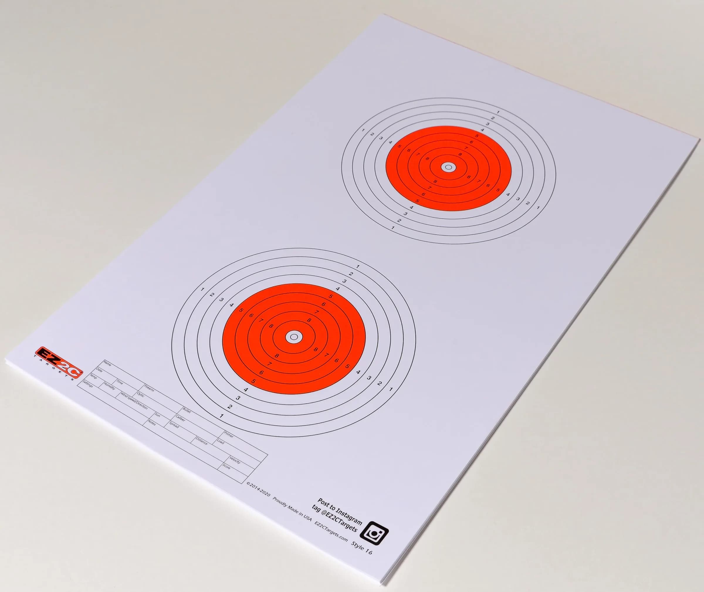 25 EZ2C Targets #16: 50-Meter Air Gun Shooting Paper Target 11"x17" (25 Count) USA MADE