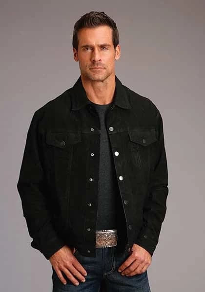 Stetson Novelty Solid Distressed (Black) - Men's Leather Jacket
