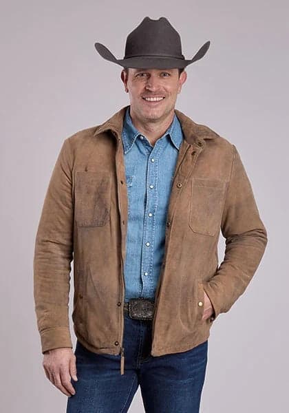 Stetson Novelty Solid Fleece Lined (Brown) - Men's Suede Jacket
