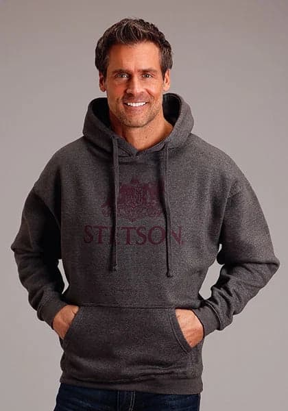 Stetson Red Crest Logo (Grey) - Men's Hoodie Sweatshirt