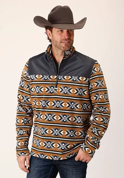 Roper 1815 Aztec (Orange) - Men's Fleece Pullover