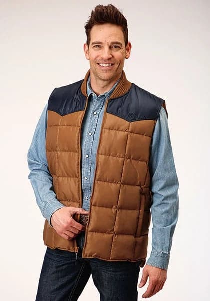 Roper 1473 Poly Filled (Navy/Brown) - Men's Vest