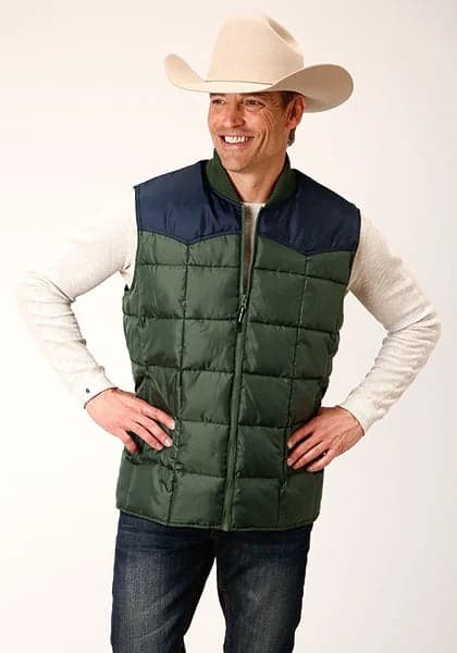 Roper 1473 Poly Filled (Navy/Green) - Men's Vest