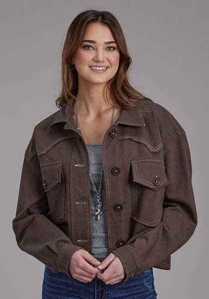 Roper 2272 Printed Knit (Brown) - Women's Cropped Jacket